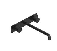 Hotbath COBBER Partie apparente - Mitigeur de lavabo encastré 3 trous pont encastré plaque arrière bec 25CM Noir brossé PVD CB006TEXT25MBP