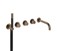 Hotbath Cobber partie apparente pour robinet thermostatique de baignoire encastré avec 2 robinets d'arrêt avec bec laiton vieilli CB7072EXTAB