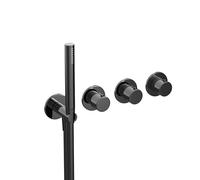 Hotbath COBBER Robinetterie de baignoire/douche thermostatique avec 2 robinets d'arrêt sans bec Poli noir PVD CB7071EXTPBP