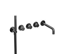 Hotbath COBBER Robinetterie de baignoire thermostatique avec 2 robinets d'arrêt et bec Poli noir PVD CB7072EXTPBP