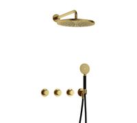 Hotbath Cobber X ensemble de douche thermostatique avec 2 stop valves douche à main ronde et m106 laiton brossé pvd IBSX70BBP15