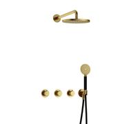 Hotbath Cobber X ensemble de douche thermostatique avec 2 stop valves et douchette ronde en laiton brossé pvd IBSX70BBP1