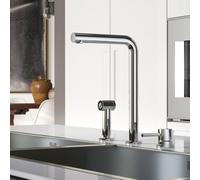 Hotbath Fellow mitigeur de cuisine à trois trous avec bec pivotant et douchette extractible chrome FKM19CR