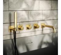 Hotbath Gal Pièce de finition pour mitigeur de baignoire/douche encastré 2 robinets d'arrêt avec bec Laiton brossé PVD GL7072EXTBBP