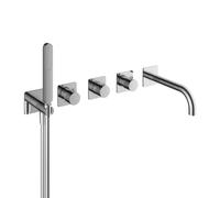 Hotbath Gal Pièce de finition pour mitigeur de baignoire/douche encastré 2 robinets d'arrêt avec bec chromé GL7072EXTCR