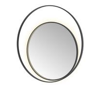 Hotbath &MORE Miroir Round2 éclairage LED direct et indirect chauffage de miroir réglable avec télécommande Noir brossé PVD R2X120MBP