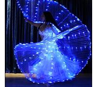 HOTBEST Ailes d'Isis à LED, ailes de danse du ventre, ailes de papillon lumineuses à LED colorées, ailes de danse d'ange phosphorescentes avec bâton télescopique, vêtements de performance pour adultes
