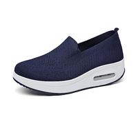 Hotcham Femmes Minceur Chaussures Taille 35-42eu Marche Baskets Plate-Forme Chaussures Poids Air Léger Engrener Elastic Sports en Yoga à Enfiler Pas Cher Trainers en Maille Plates Été Bleu 2, EU40