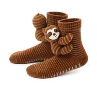 Hotcho Chaussettes en tricot 3D en forme d'animal - Chaussettes amusantes en forme de paresseux pour femmes et hommes, chaussons de sol fantaisie et chaussettes de Noël chaudes pour les amateurs de