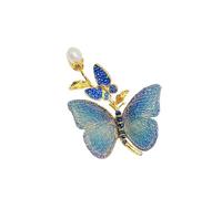 Hotcinab Broche papillon en strass - Insecte - Épinglette rétro en émail - Broche papillon en cristal - Corsage scintillant - Pour vêtements - Bleu #1