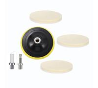 HOTCKB 3 Pièces Tampons Polissage en Feutre 125mm * 9mm Disques de Polissage Laine avec Plateaux Ponçage et Filetage M14 Adaptateur pour Polir le Verre, Plastique, Métal, Marbre