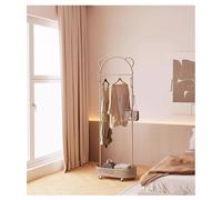 HotcoS Porte-manteau Ours Avec Poulie Support Suspendu Mobile Porte-vêtements En Métal De Fer Avec Panier De Rangement En Maille Pour Entrée Chambre Salon Étagère À Vêtements (Color : Milk White)