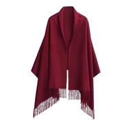HOTDAY Châle en cachemire pur, extra large, écharpe pashmina épaisse, douce, châle de couleur unie, écharpe chaude d'hiver pour femme, Bordeaux, Length 78.74" (200cm), Width 27.55" (70cm)