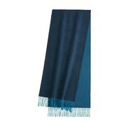 HOTDAY Écharpe en cachemire pur avec couleur unie double face, écharpe chaude d'hiver pour femme, écharpe ondulée d'eau, Bleu foncé/bleu, 70.8" x 11.8"