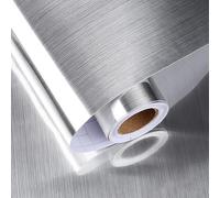 HotDecor Papier Adhesif Pour Meuble Cuisine Lavable Papier Peint Style Métal Argent Rouleau Adhesif Pour Meuble Revetement Plan De Travail Cuisine Vinyle Film Autocollant Meuble Moderne 60 x 800cm