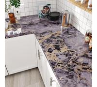 HotDecor Papier Adhesif Pour Meuble Cuisine Papier Peint Adhesif Mural Marbre Violet Revetement Plan De Travail Cuisine Film Autocollant Meuble Rouleau Vinyle Adhésif Marbre Violet 40cm x 200cm
