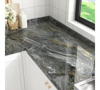 HotDecor Papier Peint Adhesif Marbre Gris Doré 60 x 300cm Film Adhesif Pour Meuble Papier Peint Autocollant Mural Cuisine Rouleau Adhésif Décoratif Gris Doré Revêtement Plan De Travail Adhésif