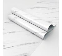 HotDecor Papier Peint Adhesif Marbre Revetement Plan De Travail Cuisine Lavable Papier Peint Autocollant Mural Papier Adhesif Pour Meuble Film Rouleau Adhesif Decoratif Blanc Marbre 60cm x 300cm