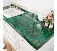 HotDecor Papier Peint Adhésif Mural Marbre Vert Doré Vinyle Adhesif Pour Plan De Travail Film Adhésif Pour Meuble Papier Peint Autocollant Cuisine Lavable Revetement Adhesif Meuble 40cm x 200cm