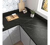 HotDecor Papier Peint Marbre Noir Mat Papier Adhesif pour Meuble Plan De Travail Papier Peint Adhesif Mural Salon Rouleau Adhesif Noir Gris pour Meuble Papier Adhésif Décoratif Cuisine 40cm x 200cm