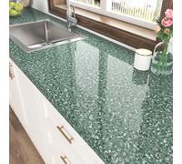 HotDecor Papier peint marbré vert foncé brillant 60 x 300 cm en vinyle pour plan de travail de cuisine, papier adhésif autocollant en plastique pour meubles, papier contact autocollant pour placard de
