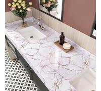 HotDecor Papier peint rose doré - Aspect marbre - 60 cm x 300 cm - Film autocollant pour plan de travail - Lavable - Papier peint marbré - Rose doré - Pour mur, table, meuble