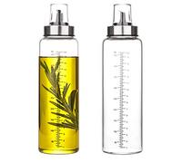 hotder Lot de 2 bouteilles d'huile de cuisson avec goutseurs, 500 ml en verre - Goulot large, facile à remplir et à nettoyer, distributeur d'huile anti-fuite pour cuisine d'huile d'olive/vinaigre