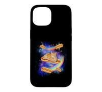 Hotdog Meme Funny Cat in Space Riding Glizzy Weird Hot Dog Coque pour iPhone 15