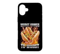 Hotdog Meme Wurst Arrive au Pire Hot Dog rétro Bootleg drôle Coque pour iPhone 16 Plus