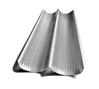 Hotdogger Moule à pain perforé anti-adhésif en aluminium 2 vagues 38,1 x 17,8 cm pour pain à baguette française, pain italien, sous-rouleaux