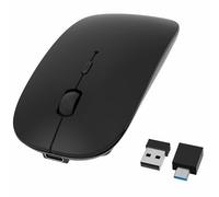 HOTDREAM Souris Bluetooth sans fil rechargeable pour MacBook Pro/Air/iPad Air/iPad Pro/ordinateur portable/tablette/iPhone/PC, Bluetooth 5.2/3.0 et 2,4 GHz double mode souris, noir