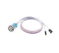 Hôte d'ordinateur fil réaménagé 16mm bouton en métal à réinitialisation automatique lumière bleue avec fil de connexion Power SW(Grå)