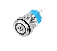 Hôte d'ordinateur fil réaménagé 16mm bouton en métal à réinitialisation automatique lumière bleue avec fil de connexion Power SW(Black fixed frame)