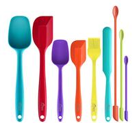 Hotec Lot de 9 spatules en silicone pour cuisson,mélange de cuisine, résistant à la chaleur, antiadhésif,noyau en acier inoxydable solide à l'intérieur avec silicone de qualité alimentaire-Multicolore