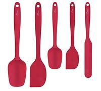 Hotec Spatules en Silicone de qualité Alimentaire Ustensiles de Cuisine Pour la Cuisson et le Mélange,Caoutchouc Résistant à la Chaleur Anti-adhésif Passe au lave-vaisselle Sans BPA Rouge