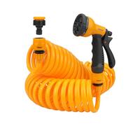 Hoteche Kit tuyau d'arrosage - Tuyau spiralé extensible de 15 m - Tuyau d'arrosage Eva avec 8 modes pour arrosage des plantes, jardin et pelouse