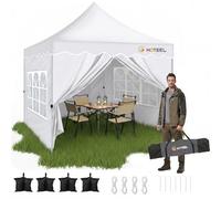 HOTEEL 3x3 Tonnelle Imperméable Stable Barnum 4 parois latérales (Blanc)
