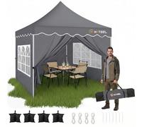 HOTEEL 3x3 Tonnelle Imperméable Stable Barnum 4 parois latérales (Gris)