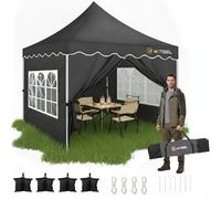 HOTEEL 3x3 Tonnelle Imperméable Stable Barnum 4 parois latérales (Noir)