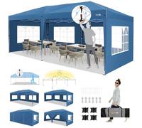 HOTEEL Barnum Pliant 3x6, Imperméable Tonnelle de Jardin Exterieur avec 6 Parois LatéRales, Dessus Renforcé, Facile à Assembler Tente de Reception Tonnelle Pliable,Bleu