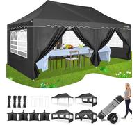 HOTEEL Barnum Pliant 3x6 Professionnel avec 6 Parois LatéRales Tonnelle Pliante 3x6 ImperméAble Tonnelle De Jardin Exterieur Tente De Reception, UV50+, avec Sacs à roulettes Et 4 Sacs De Sable
