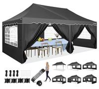HOTEEL Barnum Pliant 3x6 Professionnel avec 6 Parois LatéRales Tonnelle Pliante 3x6 ImperméAble Tonnelle De Jardin Exterieur Tente De Reception, UV50+, avec Sacs à roulettes Et 4 Sacs De Sable