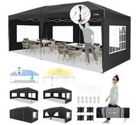 HOTEEL Barnum Pliant 3x6, Imperméable Tonnelle de Jardin Exterieur avec 6 Parois LatéRales, Dessus Renforcé, Facile à Assembler Tente de Reception Tonnelle Pliable Anti-UV, Noir