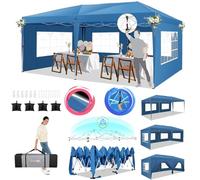 Hoteel Barnum Tonnelle Pliante 3x6 ImperméAble avec 6 Parois LatéRales Barnum Pliant 3x6 Professionnel Tonnelle De Jardin Exterieur Chapiteau avec 4 Sacs De Sable Et Sac De Transport