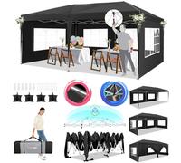 Hoteel Barnum Tonnelle Pliante 3x6 ImperméAble avec 6 Parois LatéRales Barnum Pliant 3x6 Professionnel Tonnelle De Jardin Exterieur Chapiteau avec 4 Sacs De Sable Et Sac De Transport