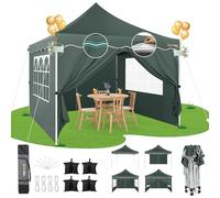 Hoteel Tonnelle Barnum Pliante 3x3 de Jardin Extérieur Professionnel avec 4 Parois, Sac à roulettes et 4 Sacs de Sable, Installation Facile pour Événements Extérieurs, Imperméable et UV50+, Gris