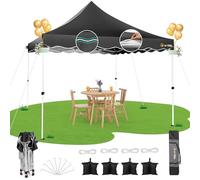 Hoteel Tonnelle Barnum Pliante 3x3 de Jardin Extérieur Professionnel avec Sac à roulettes et 4 Sacs de Sable, Installation Facile pour Événements Extérieurs, Mariage, Imperméable et UV50+, Noir