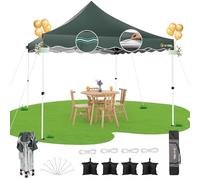 Hoteel Tonnelle Barnum Pliante 3x3 de Jardin Extérieur Professionnel avec Sac à roulettes et 4 Sacs de Sable, Installation Facile pour Événements Extérieurs, Mariage, Imperméable et UV50+, Gris