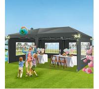 Hoteel Tonnelle Barnum Pliante 3x6 de Jardin Extérieur avec 6 Parois, Sac à roulettes et 4 Sacs de Sable-Gris