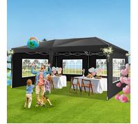 Hoteel Tonnelle Barnum Pliante 3x6 de Jardin Extérieur avec 6 Parois, Sac à roulettes et 4 Sacs de Sable-Noir